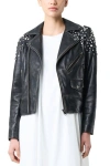 Velez Leather Biker Jacket For Women Wit In Black
