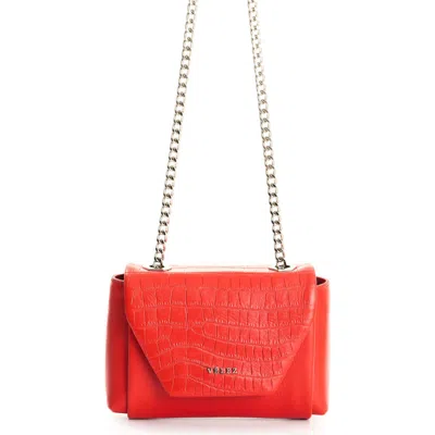 Velez Leather Crossbody Bag With Clasp Closure System In Red