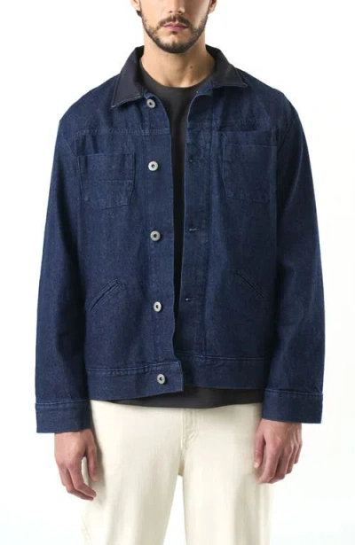 Velez Lerna Denim And Leather Trucker Jacket In Blue