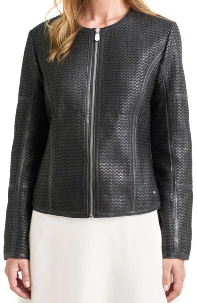 Velez Woven Leather Jacket In Black