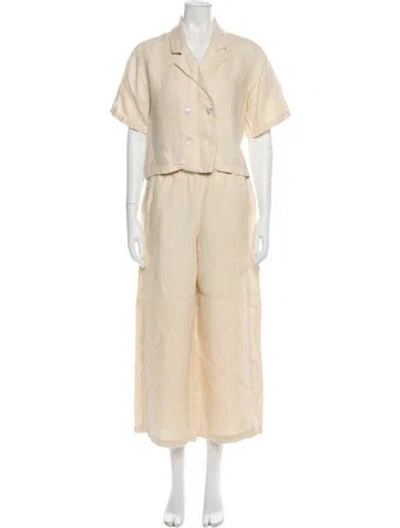 Pre-owned Velia Sierra Linen Pant Set In Neutral
