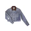 Velier. Rework Women's Blue / Brown Levi Rework Denim Jacket With Brown Collar