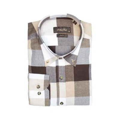 Vella Pais Fulton Slim Fit Cotton Shirt In Brown