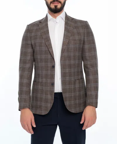 Vella Pais Jersey Regular Fit Plaid Sport Coat In Brown