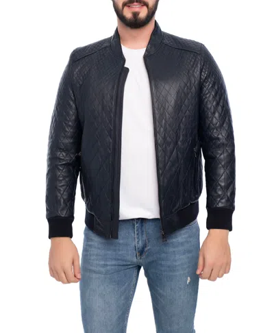 Vella Pais Linden Leather Jacket In Blue