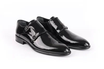 Vella Pais Macdona Patent Leather Double Monk Shoes In Black