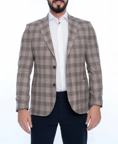 Vella Pais Magnum Regular Fit Plaid Sport Coat In Beige