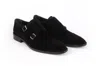 Vella Pais Mico Cap Toe Suede Double Monk In Black