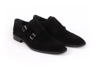Vella Pais Mico Cap Toe Suede Double Monk In Black