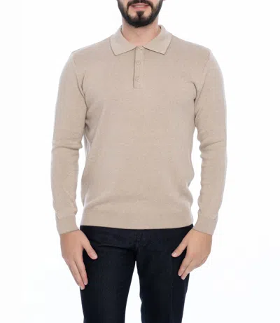 Vella Pais Ponce Long Sleeve Polo In Beige
