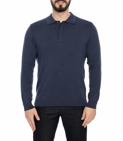 Vella Pais Ponce Long Sleeve Polo In Blue