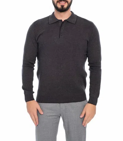 Vella Pais Ponce Long Sleeve Polo In Grey