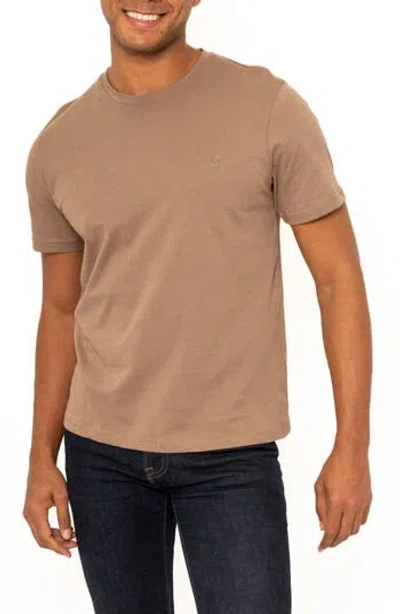 Vellapais Amiens Crewneck Cotton T-shirt In Dark Beige