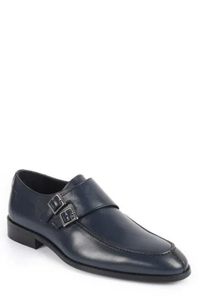Vellapais Arlington Double Monk Strap Leather Loafer In Blue