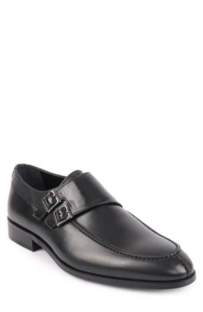 Vellapais Arlington Double Monk Strap Leather Loafer In Black