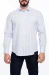 Vellapais Check Cotton Slim Fit Button Down Shirt In White
