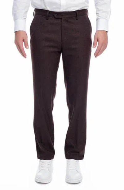 Vellapais Cita Herringbone Straight Leg Pants In Brown