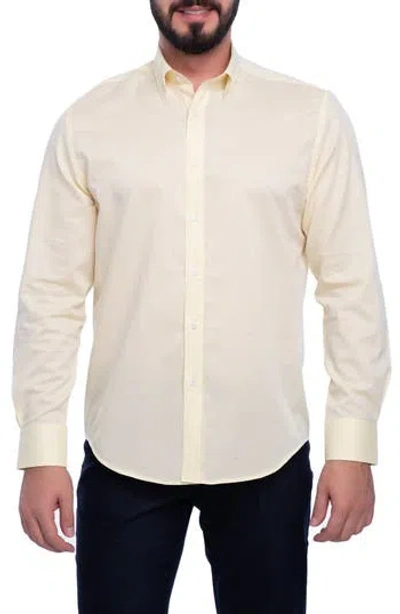 Vellapais Crystal Slim Fit Cotton Dress Shirt In Yellow
