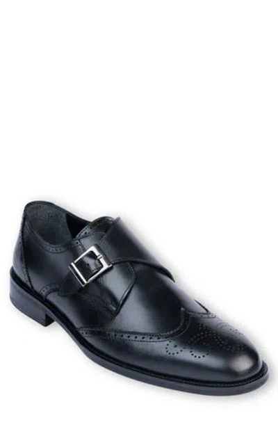 Vellapais Dumbo Wingtip Monk Strap Shoe In Black