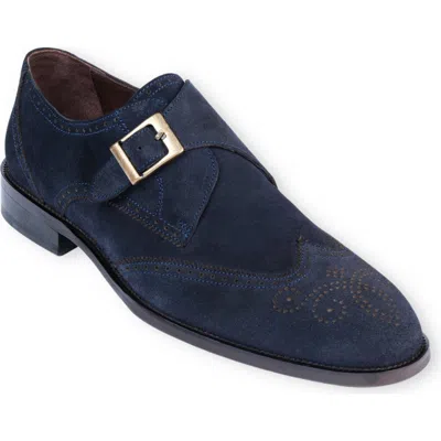 Vellapais Dupone Brogue Monk Shoe In Blue