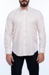 Vellapais Grid Cotton Slim Fit Button Down Shirt In White