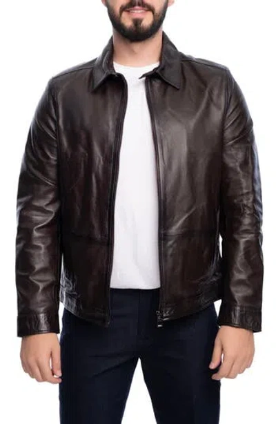 Vellapais Landon Leather Jacket In Brown