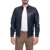 Vellapais Larue Leather Jacket In Blue