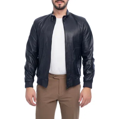Vellapais Larue Leather Jacket In Blue