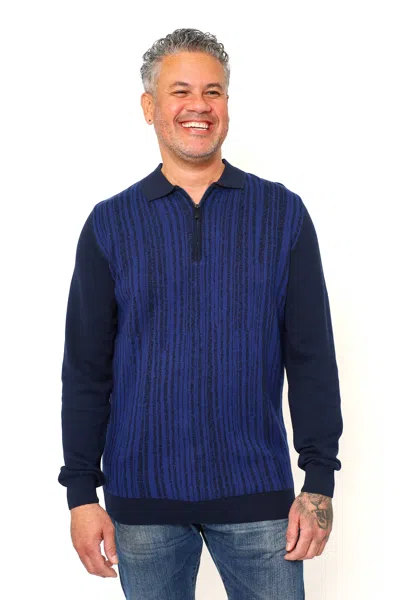 Vellapais Malaga Quarter Zip Polo Shirt In Blue