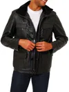 VELLAPAIS MEN'S COLMAR FAUX FUR TRIM LEATHER JACKET