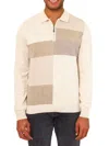 Vellapais Men's Colorblock Quarter Zip Polo In Beige