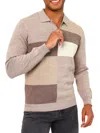 Vellapais Men's Colorblock Quarter Zip Polo In Light Brown