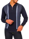 Vellapais Men's Colorblock Zip Polo In Navy Blue