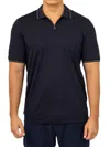 Vellapais Men's Ege Tipped Zip Polo In Navy Blue