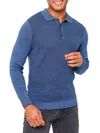 Vellapais Men's Herringbone Long Sleeve Polo In Blue
