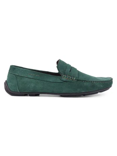 Vellapais Men's Jasmine Suede Penny Driving Shoes In Dark Green