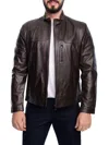 Vellapais Men's Leather Bomber Jacket In Black