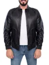 Vellapais Men's Leather Bomber Jacket In Black