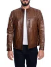 Vellapais Men's Leather Bomber Jacket In Brown