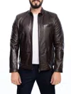 Vellapais Smooth Leather Jacket In Dark Brown