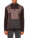 Vellapais Men's Mockneck Zip Up Pullover In Dark Brown