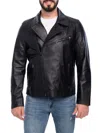 Vellapais Men's Notch Collar Leather Jacket In Black