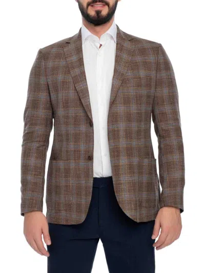 Vellapais Men's Plaid Sportcoat In Dark Brown