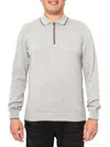 Vellapais Men's Quarter Zip Tipped Polo Sweater In Grey
