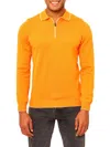 Vellapais Men's Quarter Zip Tipped Polo Sweater In Light Orange