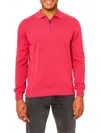 Vellapais Men's Quarter Zip Tipped Polo Sweater In Red