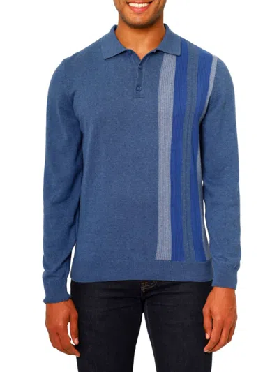 Vellapais Men's Striped Sweater Polo In Blue