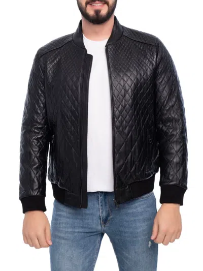 Vellapais Men's Textured Leather Bomber Jacket In Black