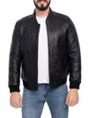 Vellapais Men's Textured Leather Bomber Jacket In Dark Brown