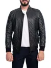 Vellapais Men's Textured Leather Bomber Jacket In Dark Green
